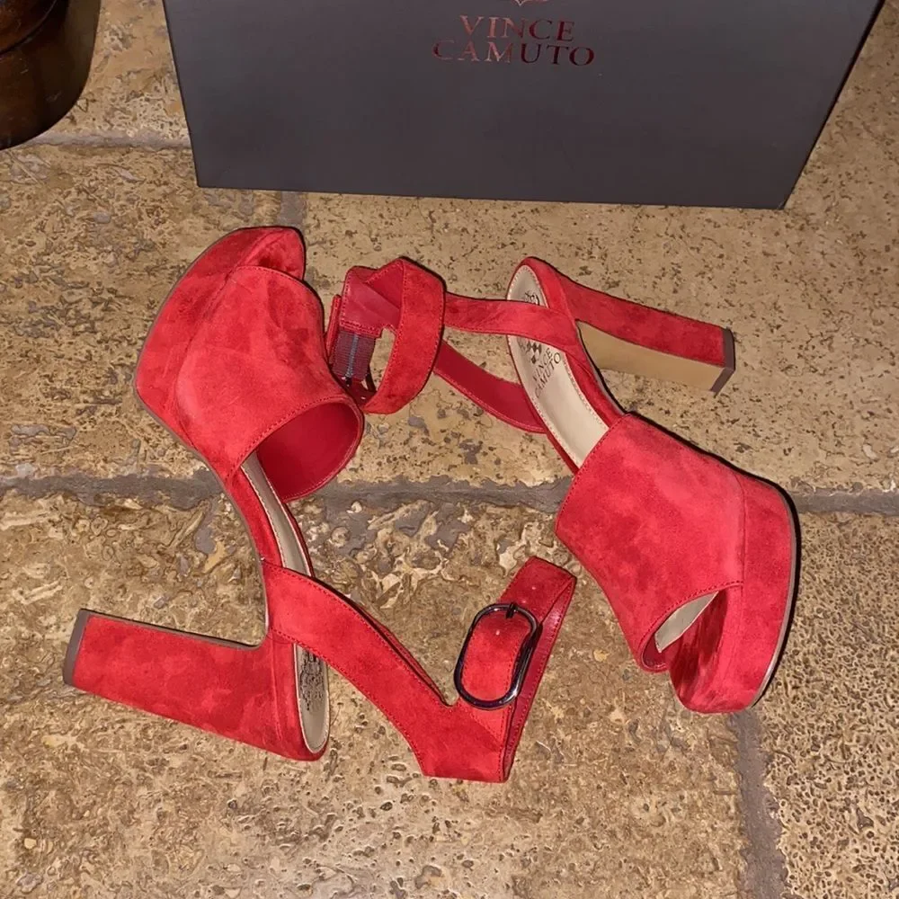 Vince Camuto Red Suede Heels